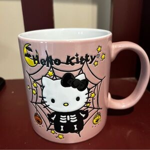 Hello Kitty Skeleton Pink Spiderweb Halloween Mug New Sanrio Pink 2024